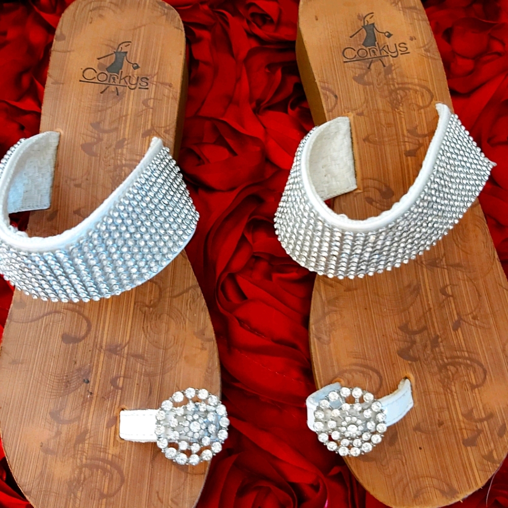 Comfy slip on bling sandals